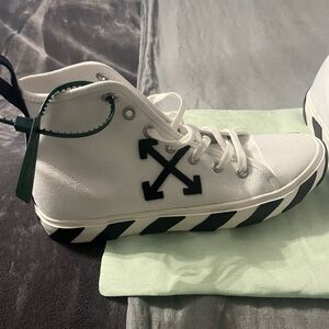 Off-White White and Black High-Top Sneakers